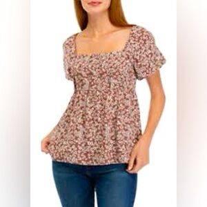 Brown floral top.